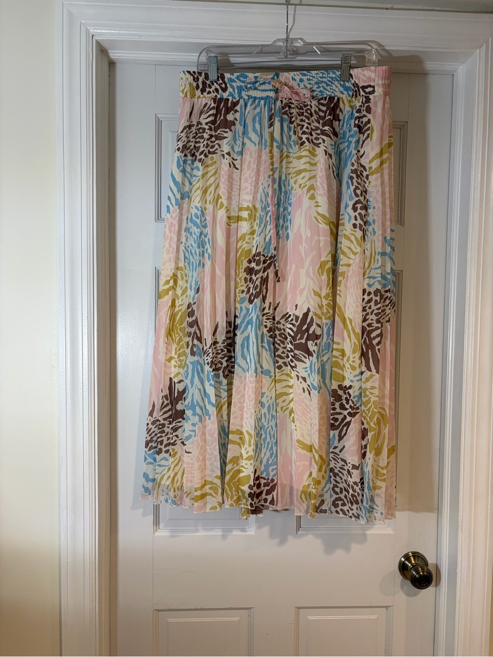 ASOS Pink Floral & Blue Leaf Print Midi Skirt